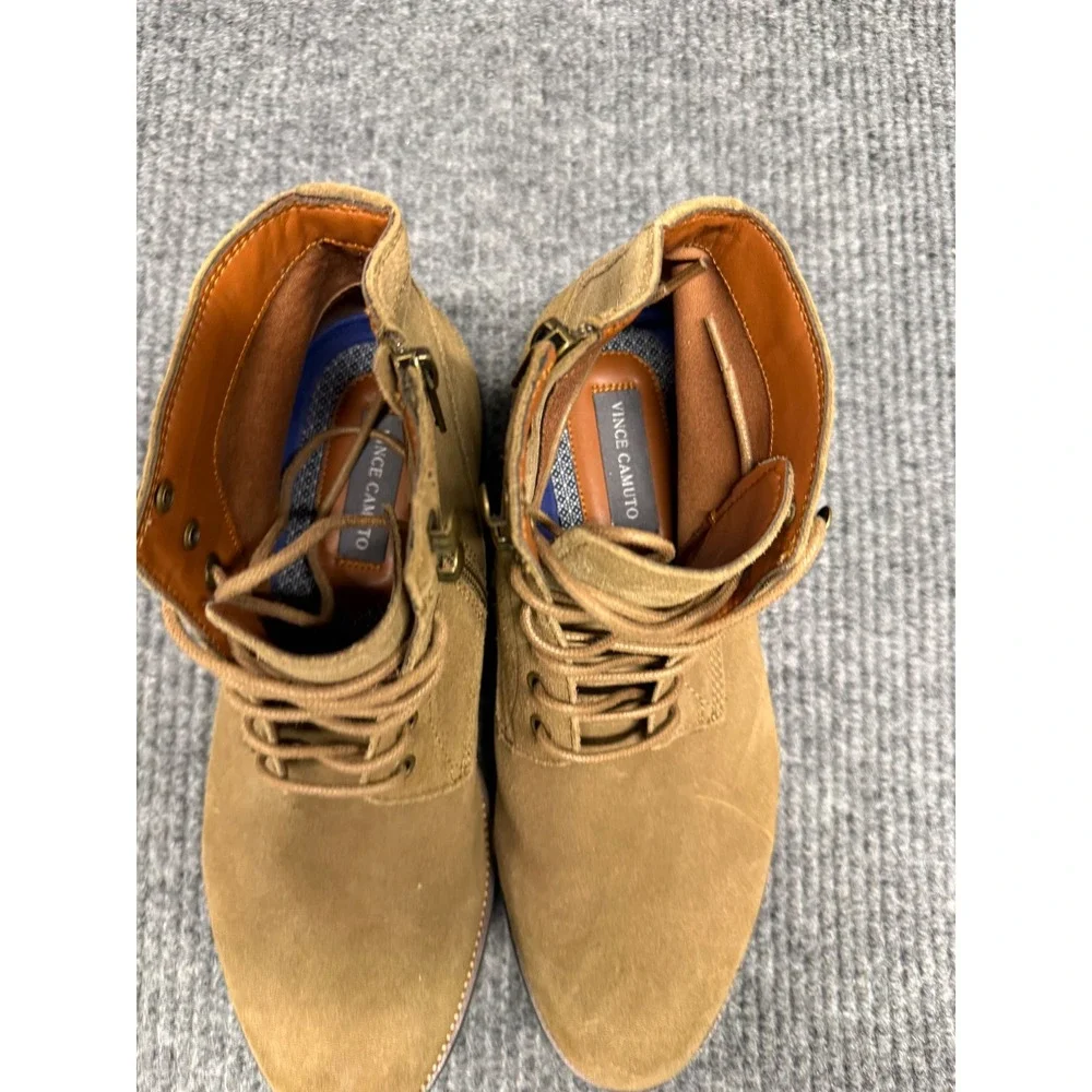 Vince‎ Camuto Mens Shoes Lannie Leather Lace Boots Mocha Cumberland Webbing 9m